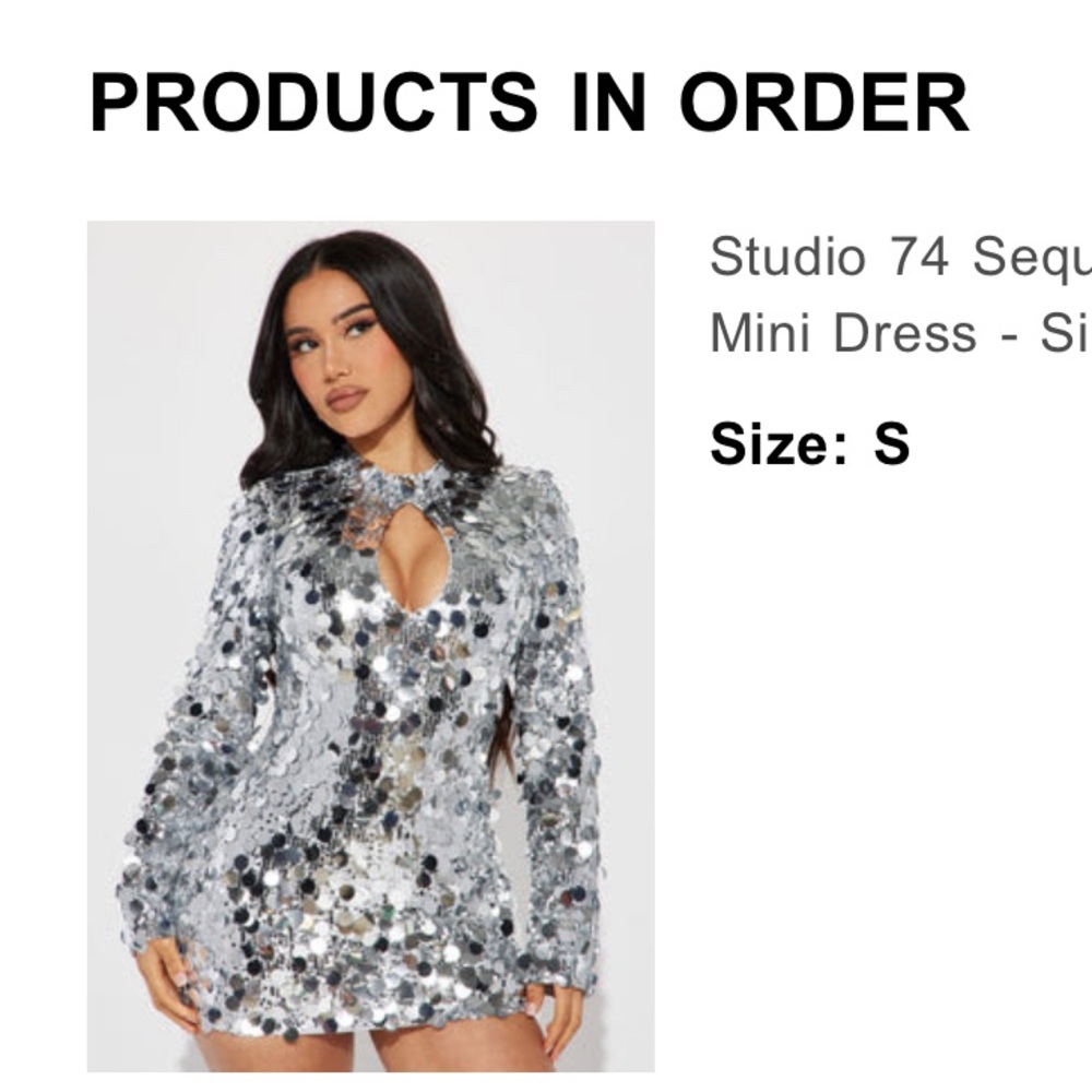 Fashion Nova Silver Sequin Mini Dress